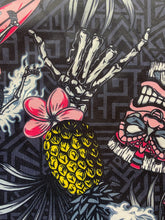 Load image into Gallery viewer, Good Vibes Shirt Adult 3XL Tiki Flamingo Beach Hawaiian AOP Skeleton Surf Mens
