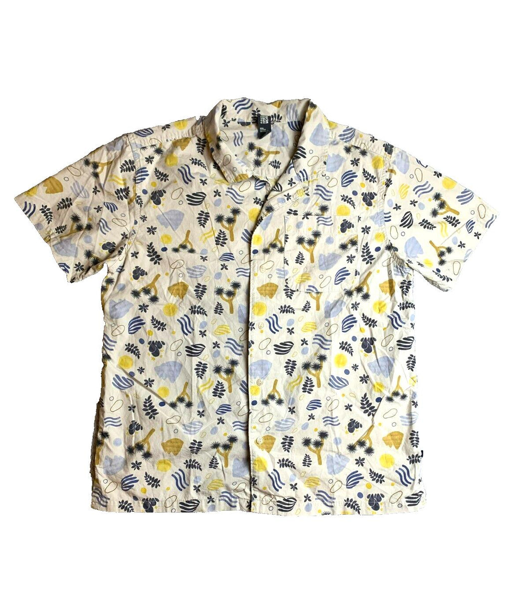 Mountain Hardwear Shirt Adult Medium Cream Tan Button Up Tropical Indie Mens