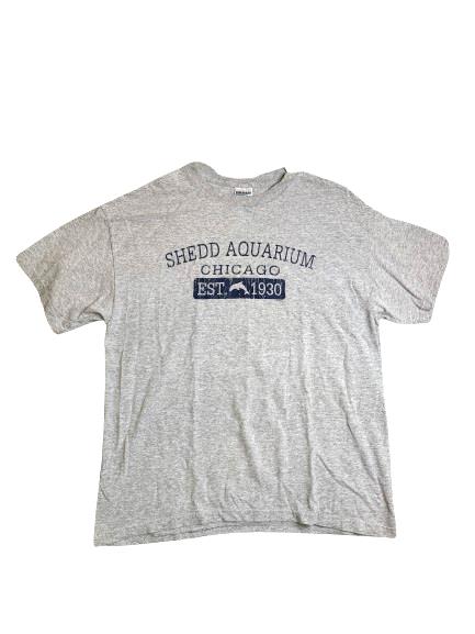 VTG SHEDD AQUARIUM Shirt Adult Large Gray Chicago Dolphin Streetwear Y2K Mens