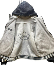 Load image into Gallery viewer, Adidas Jacket Adult Extra Large Gray Reversible Full Zip Trefoil Logo Hoodie Men
