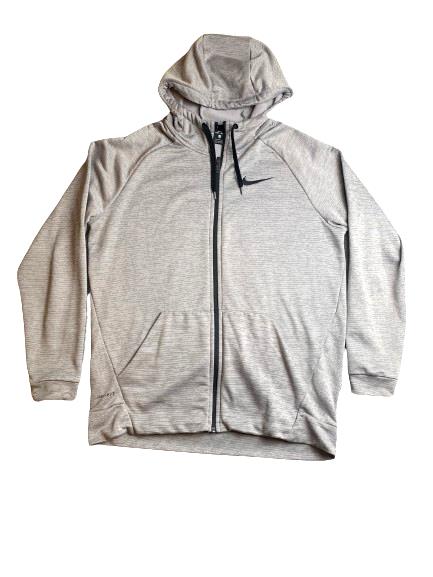 Nike Sweatshirt Adult Large Gray Full Zip Dri Fit Swoosh Hoodie Activewear Mens