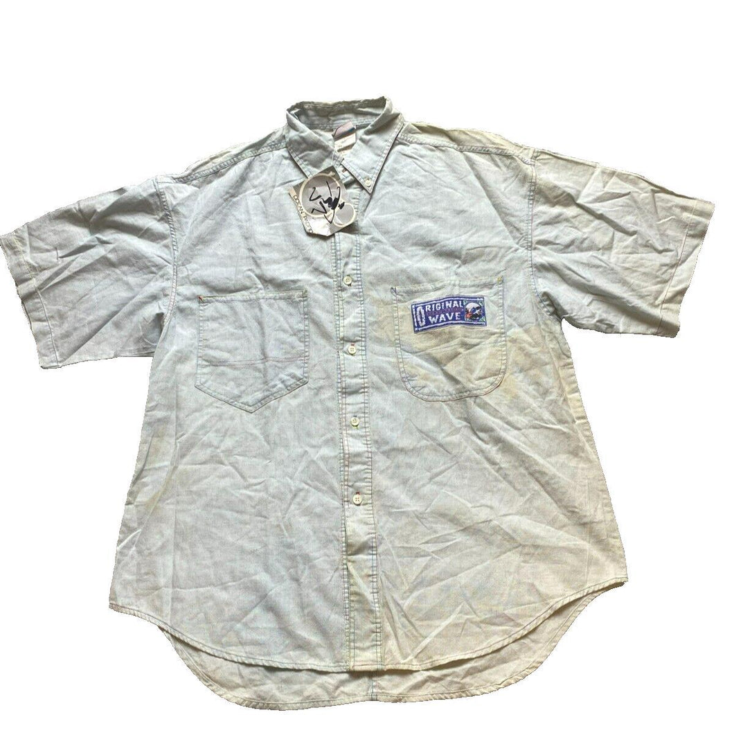 VTG Ocean Pacific Shirt Adult Medium Light Blue Oversized Chambray OP Mens NWT