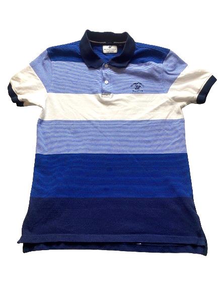 Beverly Hills Polo Club Shirt Adult Large Slim Fit Striped Embroidered Golf Mens