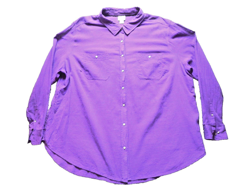 Stylus Shirt Womens 3X Button Up Collared Long Sleeve Blouse Pocket Ladies