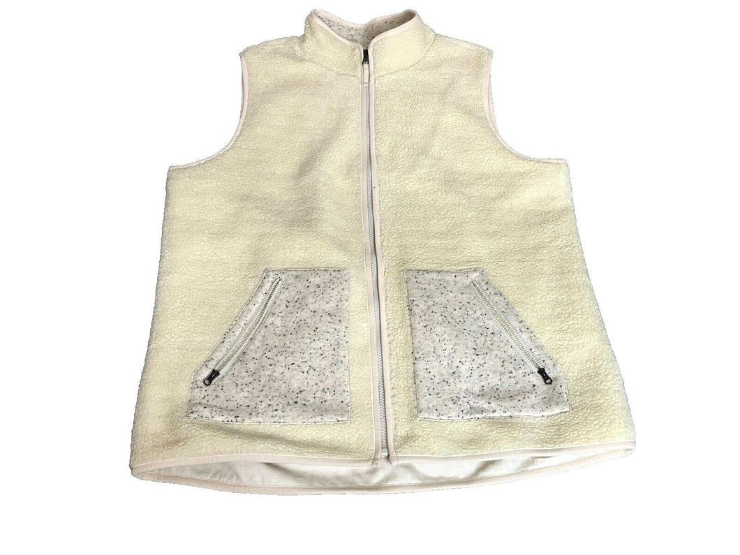 Talbots Vest Womens 1X Sherpa Fleece Full Zip Pockets Sleeveless Sweater Ladies