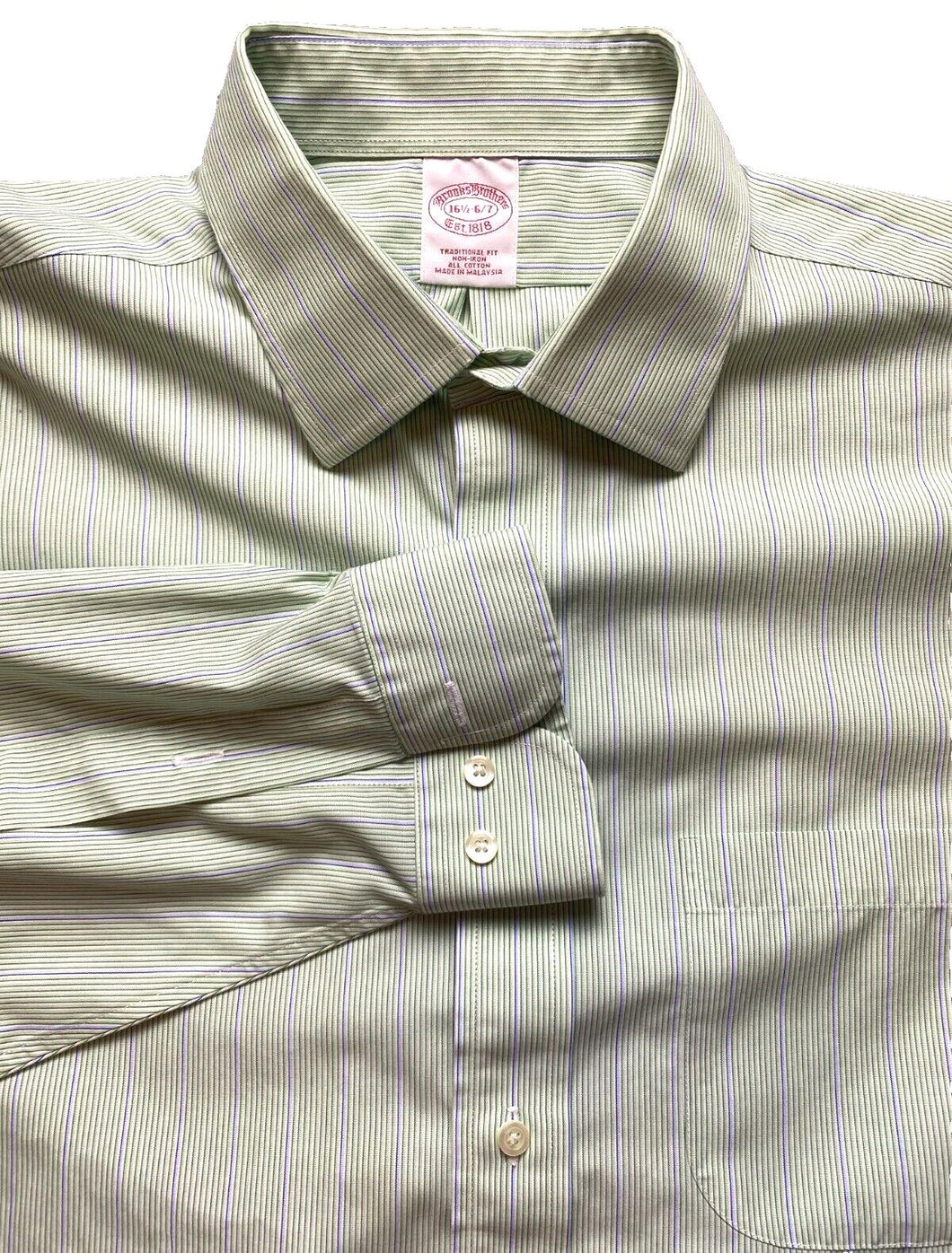 Brooks Brothers 1818 Shirt Adult 16.5 6/7 2XL Traditional Fit Non Iron Dress Men