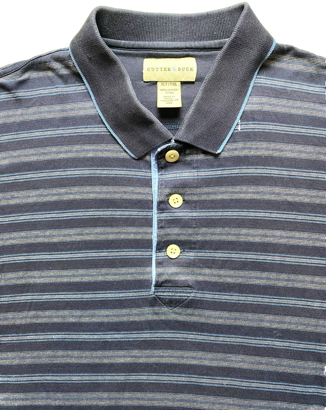 Cutter & Buck Shirt Adult Extra Large Tall Preppy Casual Striped Golf Polo Mens