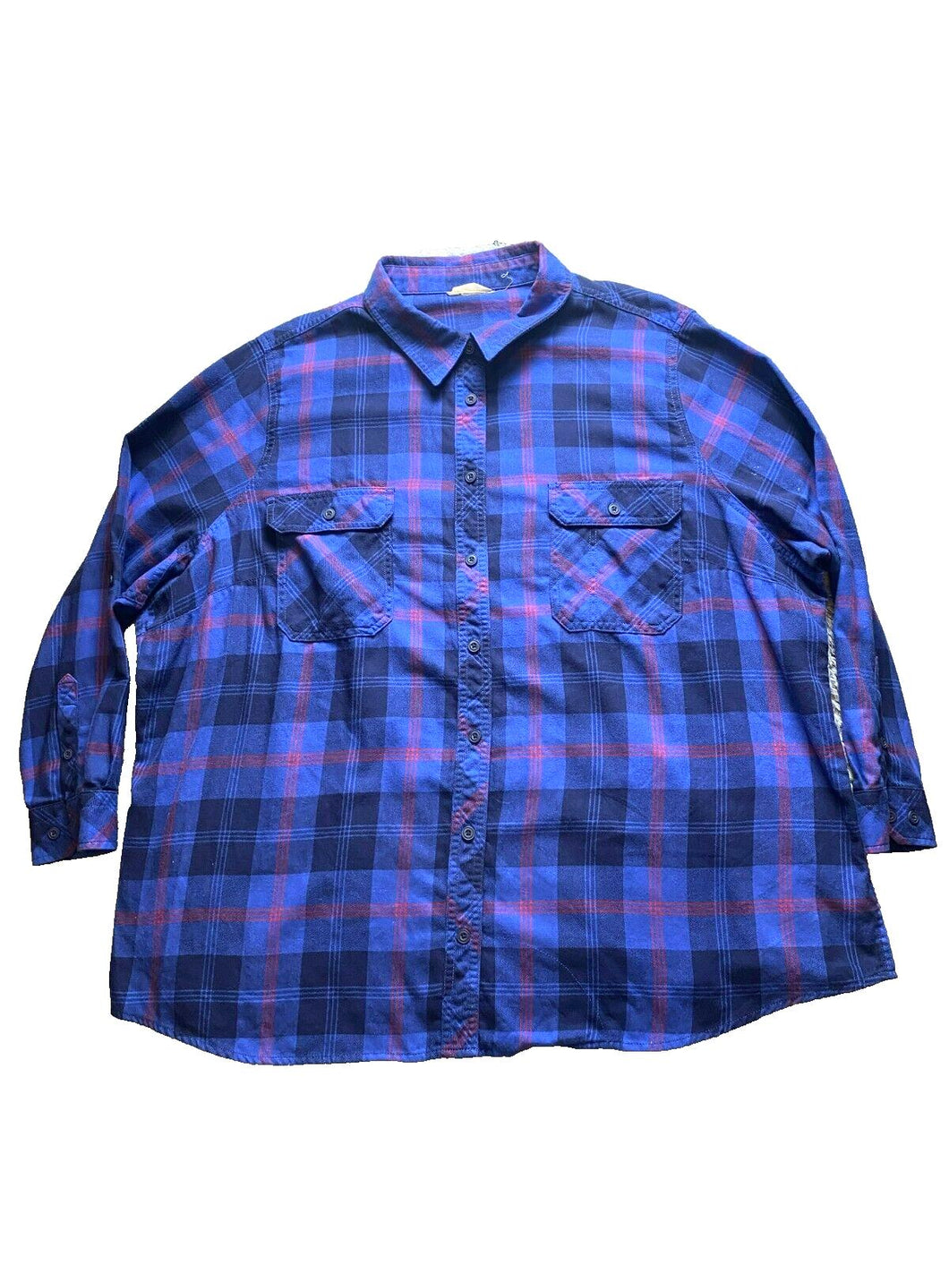 Duluth Trading Co Shirt Womens 4XL Blue Red Flannel Button Up Pocket Plus Ladies
