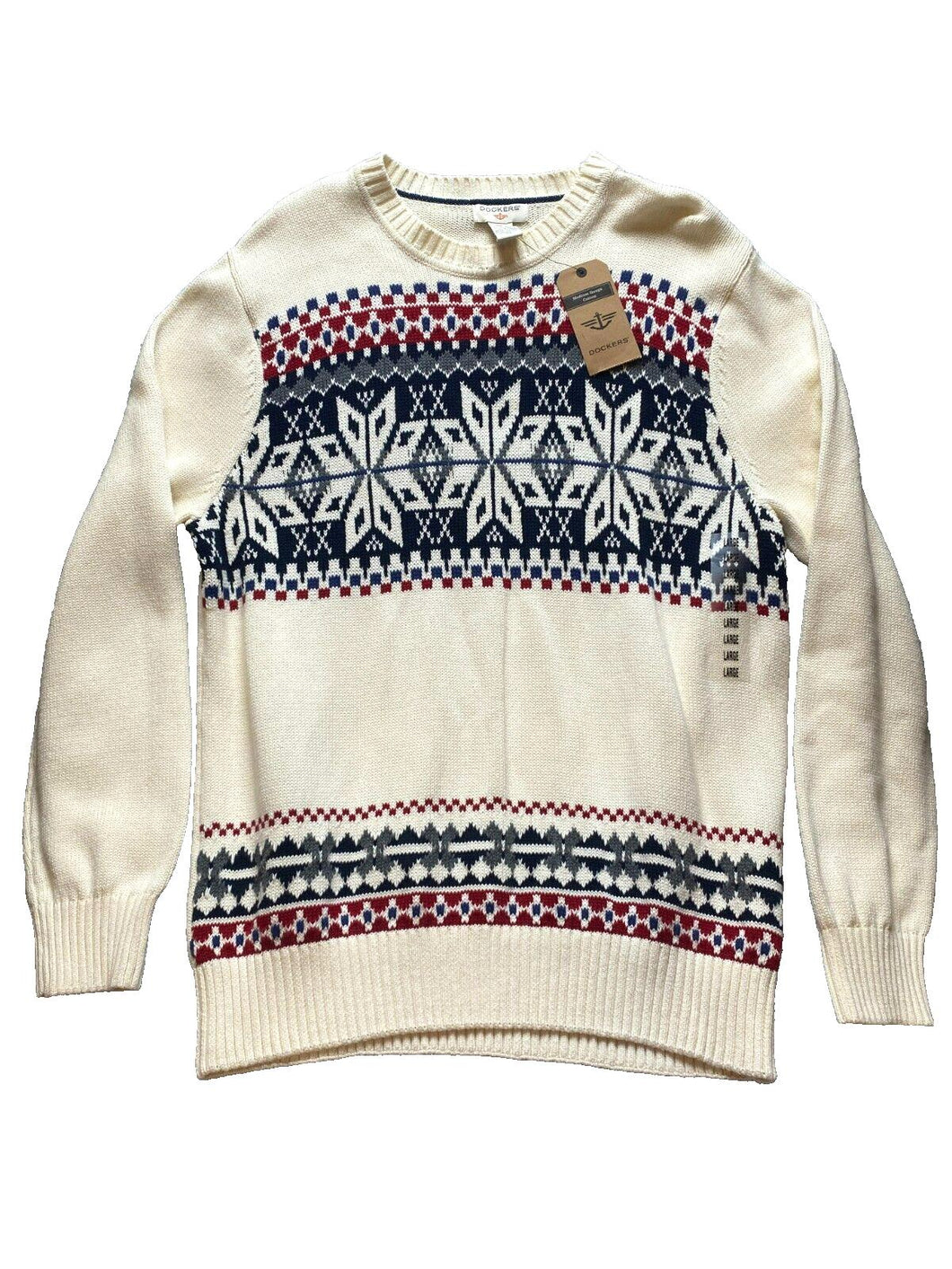 Dockers Sweater Adult Large Snowflake Christmas Dad Grandpa Outerwear Mens NWT