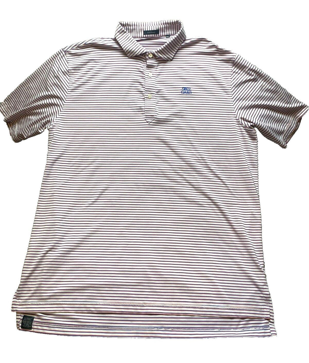 Turtleson Shirt Adult 2XL XXL OAKS 12 Embroidered Striped Spandex Golf Polo Mens
