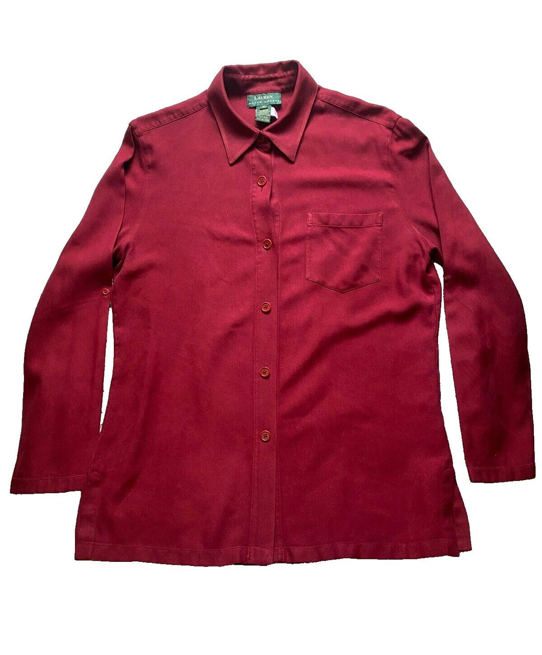 Lauren Ralph Lauren Shirt Womens 10 2XL XXL Button Up Silk Collared Blouse Lady