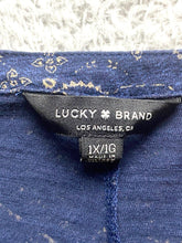 Load image into Gallery viewer, Lucky Brand Shirt Womens 1X Tunic Navy Blue Flowy AOP Paisley Casual Blouse Lady
