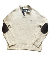 Load image into Gallery viewer, Chaps Sweater Adult Medium Button Mock Neck Elbow Pad Cable Knit Outerwear Mens
