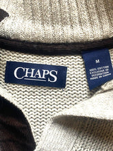 Load image into Gallery viewer, Chaps Sweater Adult Medium Button Mock Neck Elbow Pad Cable Knit Outerwear Mens
