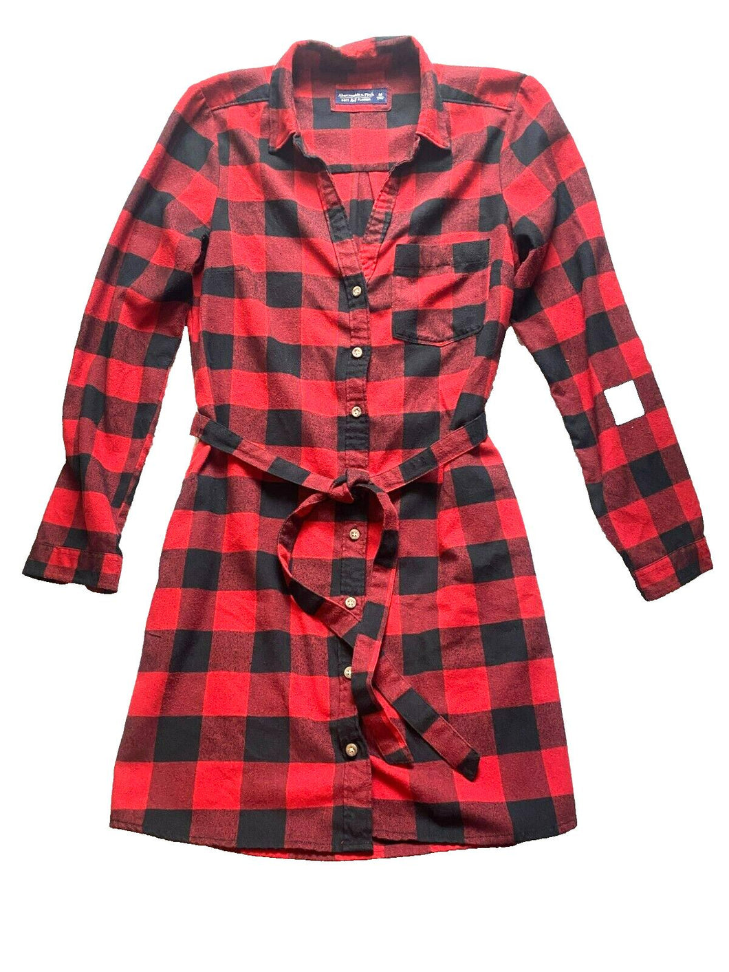 Abercrombie & Fitch Dress Womens Medium Flannel Buffalo Plaid Belted Buttons