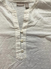 Load image into Gallery viewer, Chicos Shirt Womens 3 2XL XXL Swiss Dot Flowy Blouse Scalloped Lace Trim Ladies
