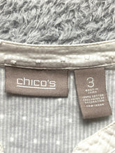 Load image into Gallery viewer, Chicos Shirt Womens 3 2XL XXL Swiss Dot Flowy Blouse Scalloped Lace Trim Ladies
