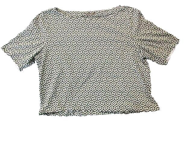 J McLaughlin Shirt Womens Medium Geometric Cropped Casual Blouse Ladies