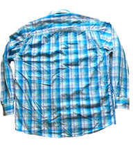 Load image into Gallery viewer, Alan Flusser Shirt Adult Large Blue Plaid Button Up Flip Cuffs Floral Casual Men

