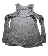 Load image into Gallery viewer, Anthropologie Altar’d State Shirt Womens Medium Gray Black Ruffle Cold Shoulder
