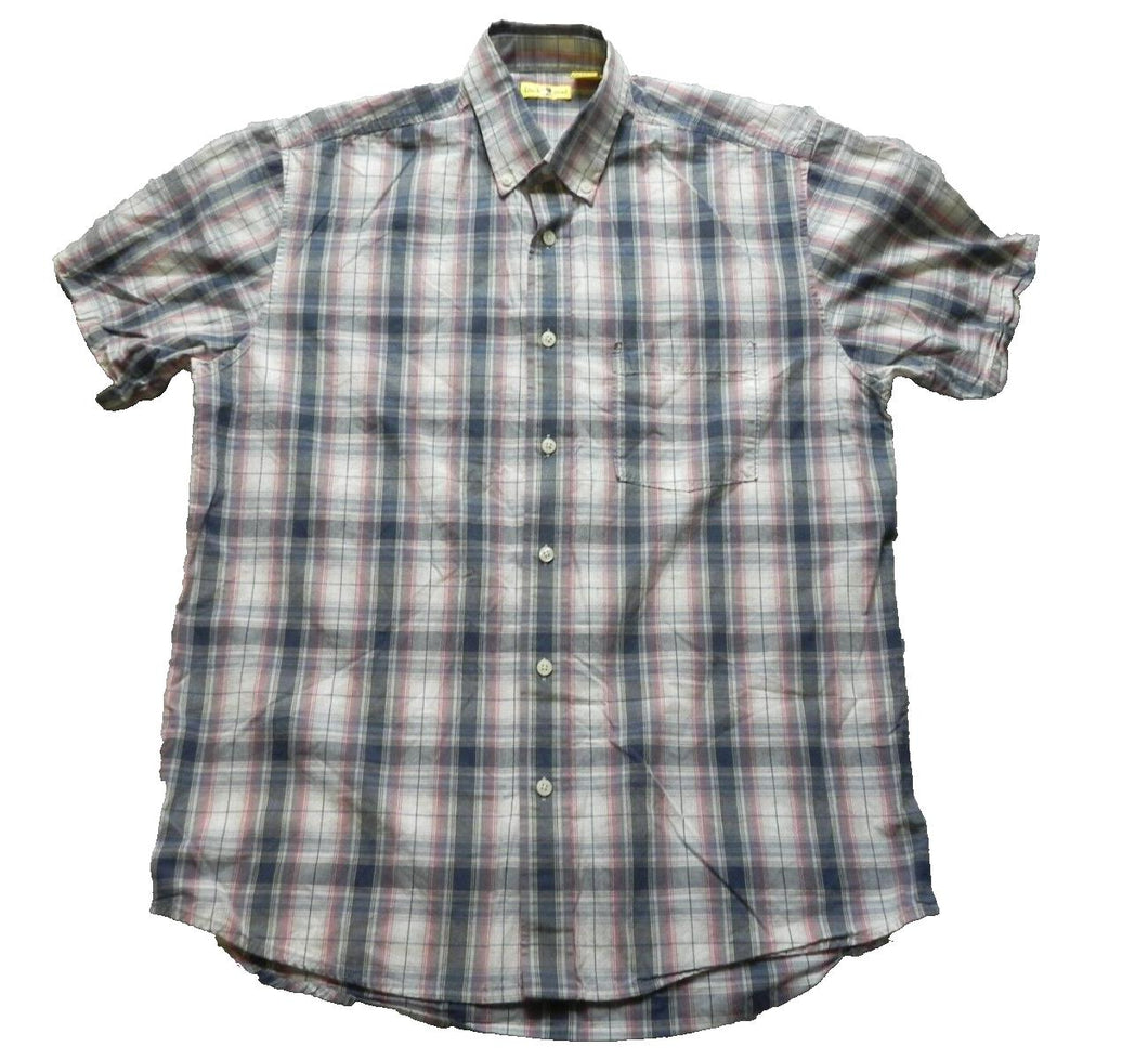 Duck Head Shirt Adult Medium Short Sleeve Button Up Plaid Casual Camp Mens