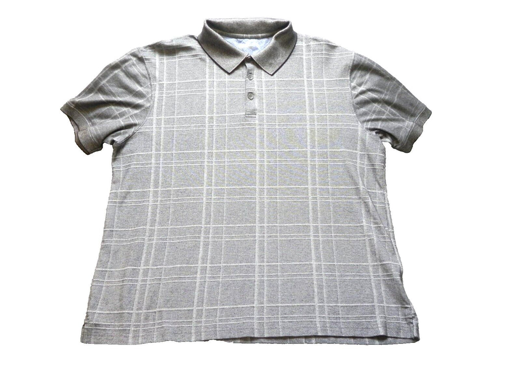 Haggar Shirt Adult Large Preppy Windowpane Plaid Collared Casual Golf Polo Mens