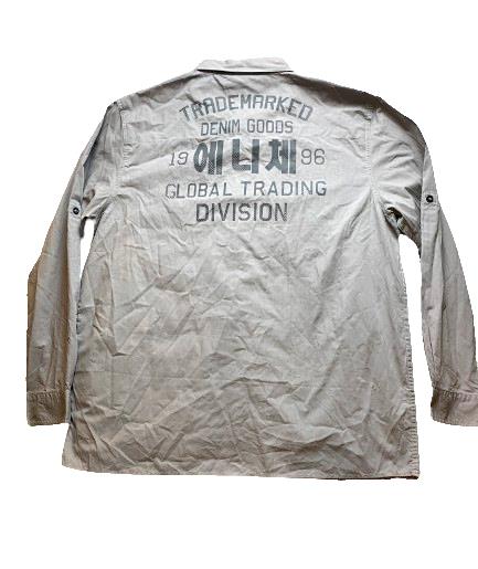 Enyce Shirt Adult 2XL Gray Button Up Pockets Spell Out Hip Hop Streetwear Mens