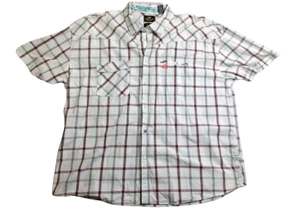 Akademiks Shirt Adult 4XL Button Up Plaid AKDMKS Pocket Blue White Gray Mens