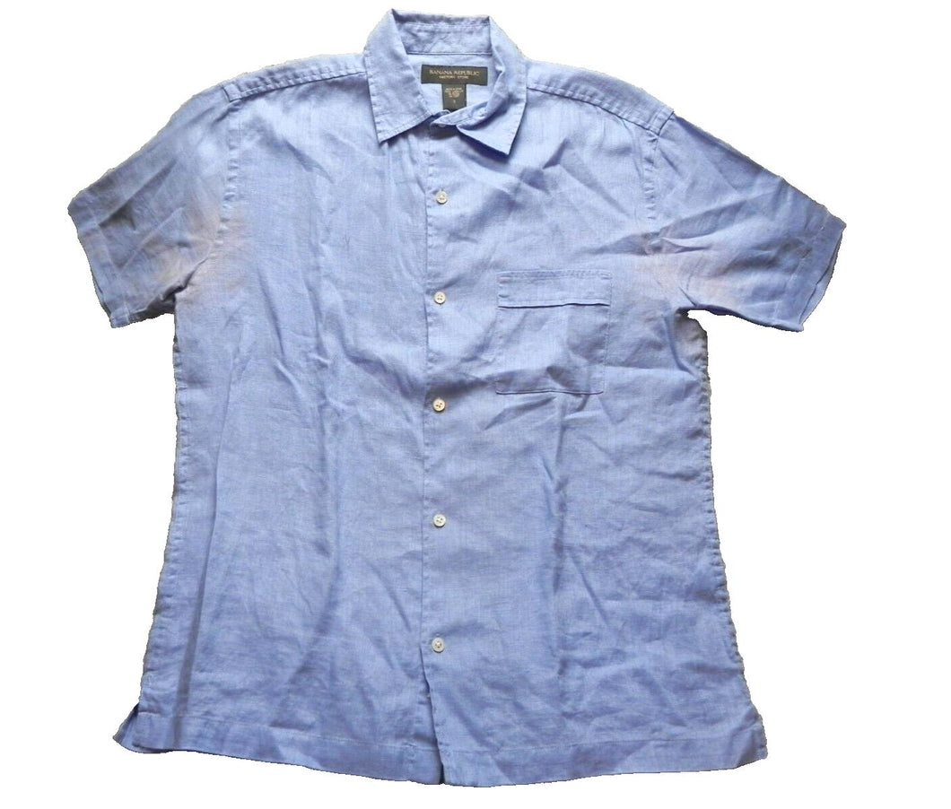 Banana Republic Shirt Adult Small Factory Linen Button Up Short Sleeve Mens
