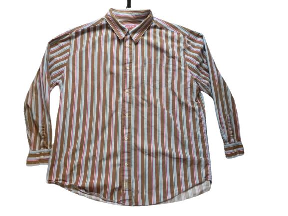 Chaps Shirt Adult 3XL XXXL Button Up Long Sleeve Denim Striped Casual Mens
