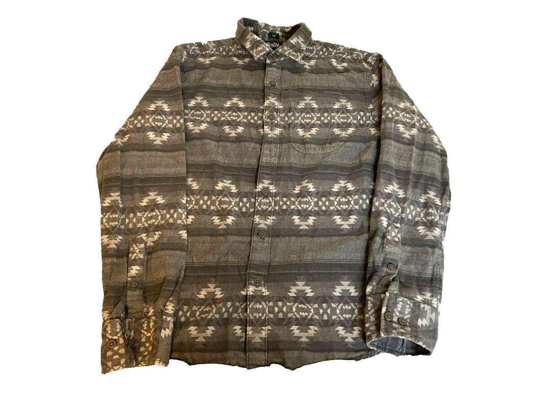 Bixby Nomad Shirt Adult Medium Gray Aztec Pocket Button Up Casual Slim Fit Mens
