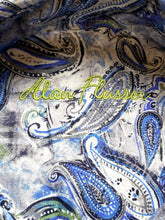Load image into Gallery viewer, Alan Flusser Shirt Adult Large Blue Button Up Allover Print Paisley Casual Mens
