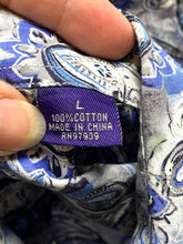 Load image into Gallery viewer, Alan Flusser Shirt Adult Large Blue Button Up Allover Print Paisley Casual Mens
