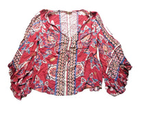 Load image into Gallery viewer, Anthropologie Altar’d State Shirt Womens Large Bell Sleeve Boho Lagenlook Hippie
