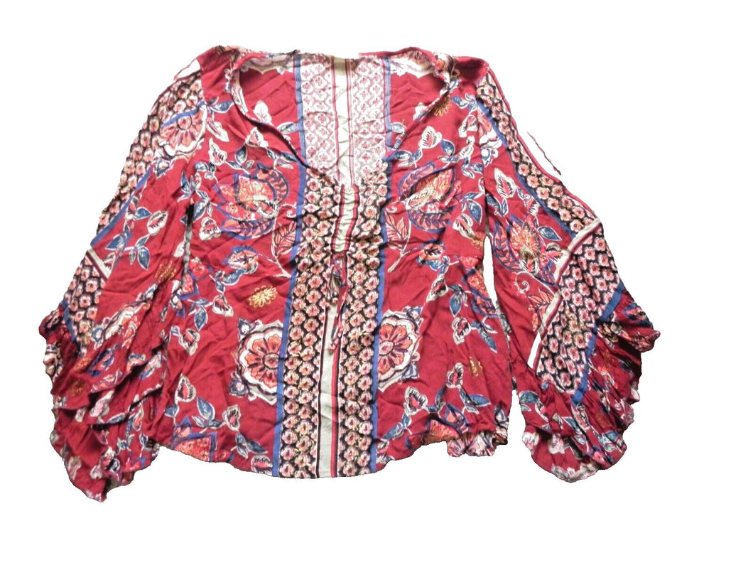Anthropologie Altar’d State Shirt Womens Large Bell Sleeve Boho Lagenlook Hippie