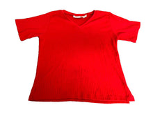 Load image into Gallery viewer, Jessica Roberts Shirt Womens Large Ribbed Knit V-Neck Slit Blouse Casual Ladies
