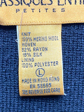 Load image into Gallery viewer, Classiques Entier Sweater Womens Large Black Wool Rayon Silk Beaded Zip Petites
