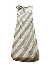 Load image into Gallery viewer, Lulu&#39;s Skirt Womens Small Gray White Wrap Maxi Linen Rayon Tie Striped Ladies
