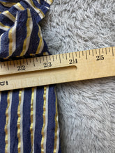 Load image into Gallery viewer, Torrid Shirt Womens 2 Denim Gold Lurex Striped Button Flowy Blouse Rayon Ladies
