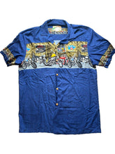 Load image into Gallery viewer, VTG Paradise Found Shirt Adult Medium Blue Hawaiian Tiki Tavern Motorcycle Mens
