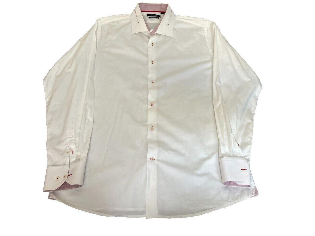 Levinas Shirt Adult 2XL XXL Contemporary Fit Button Up Flip Cuffs Contrast Mens