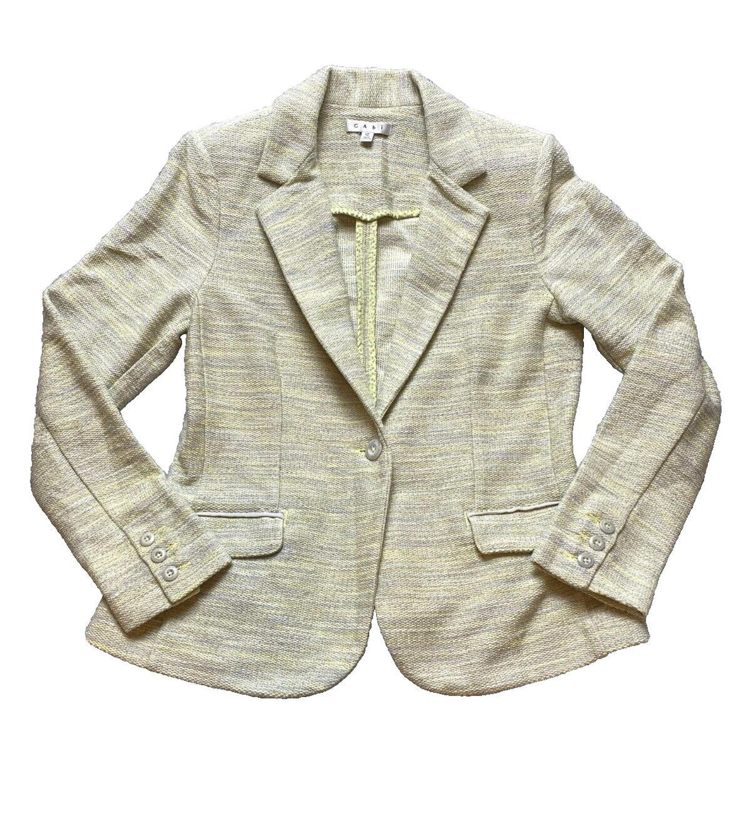 Cabi Jacket Womens 10 Yellow Gray Tweed Career Blazer Single Breasted Ladies