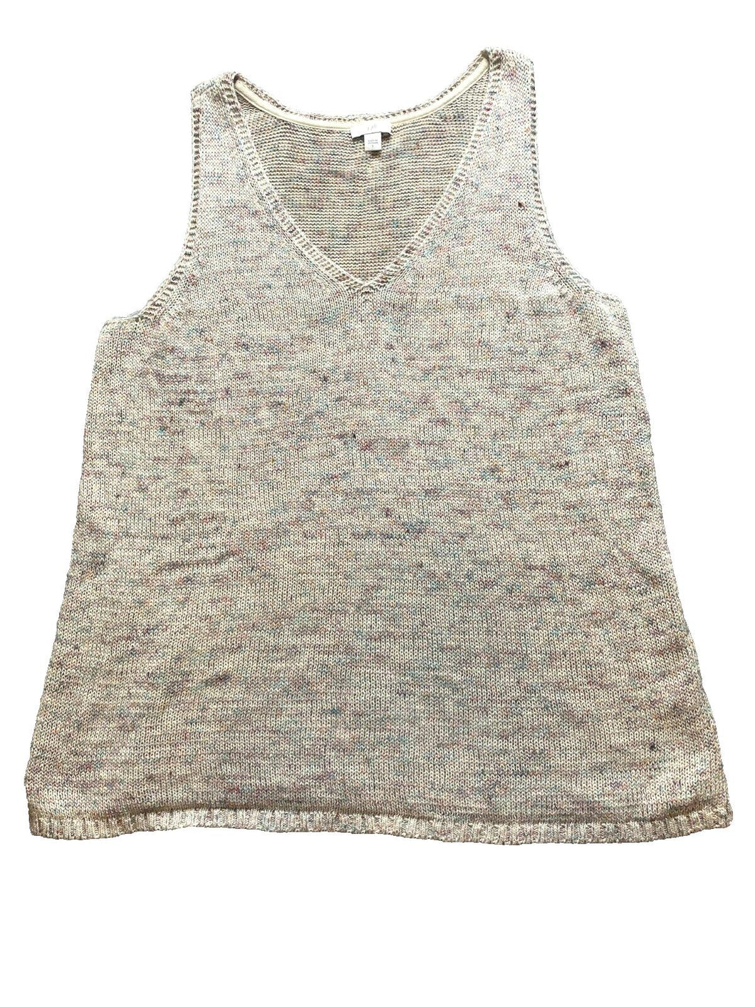 J Jill Shirt Womens Large Pastel Rainbow Tank Nylon Acrylic Linen V-Neck Ladies