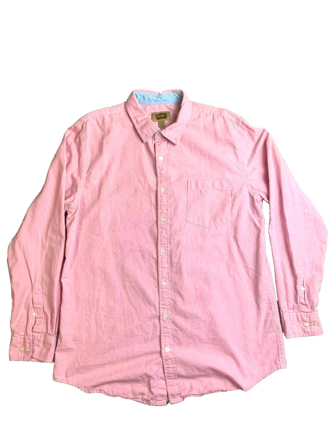 The Foundry Supply Co Shirt Adult Large Tall Pink Button Up Casual Collared Mens