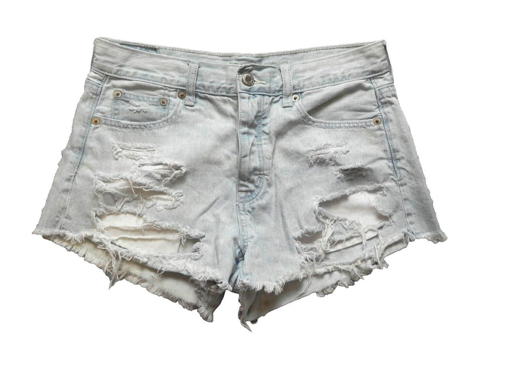 American Eagle Shorts Womens 4 30 Waist Destroyed Cheeky Denim Light Wash Ladies