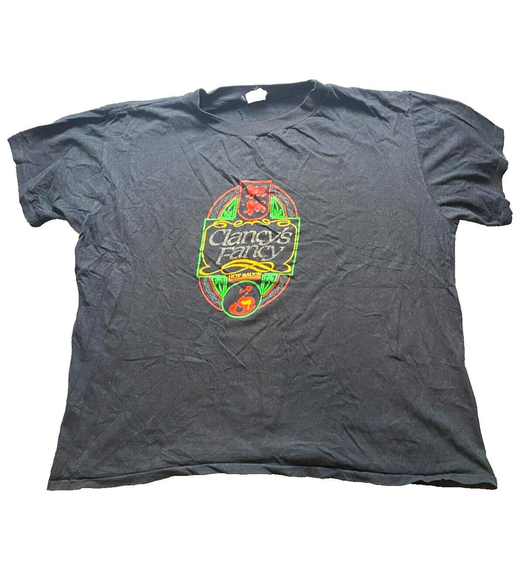 VTG Clancy’s Fancy Shirt Adult Extra Large Black Hot Sauce Single Stitch 80s 90s