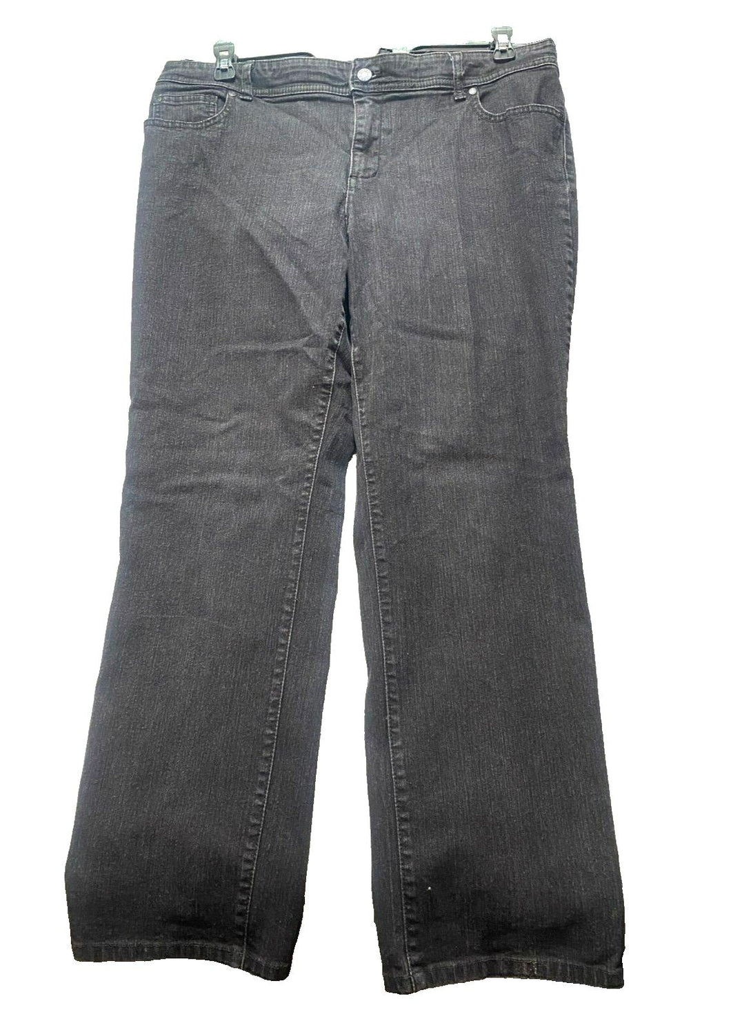 Chicos Jeans Womens 39x29 Black Denim Zip Fly Straight Leg 2.5 Short Platinum