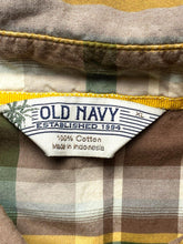 Load image into Gallery viewer, VTG Old Navy Shirt Adult Extra Large Brown Plaid Embroidered Floral Hawaiian Men
