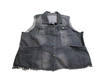 Load image into Gallery viewer, Agnes Orinda Vest Womens 4X Black Button Up Denim Jean Pockets Rugged Plus Lady
