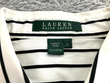Load image into Gallery viewer, Lauren Ralph Lauren Shirt Womens Large White Black Stripes Button Up Collared
